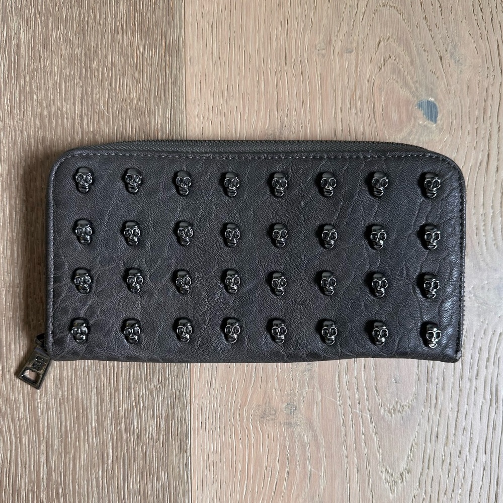 Vegan Leather Charcoal Skull Wallet